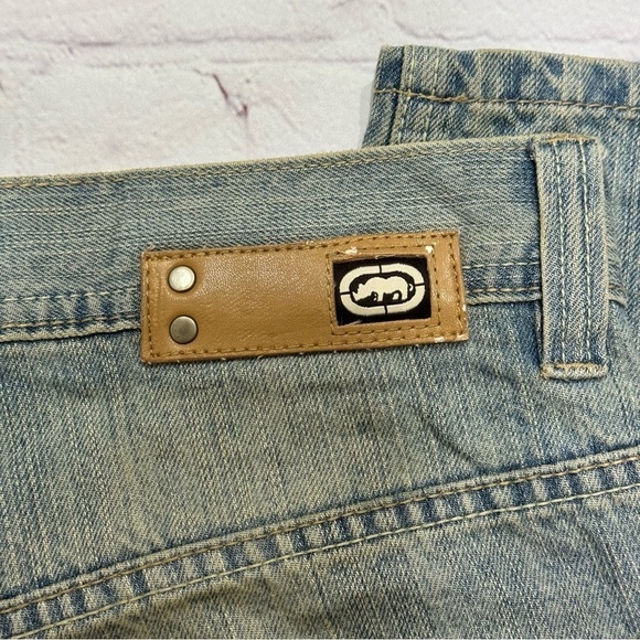 Ecko Unlimited Stylish Baggy Jeans Dirty Wash Denim Argyle Pocket 34 x 32 EuC - Picture 3 of 12